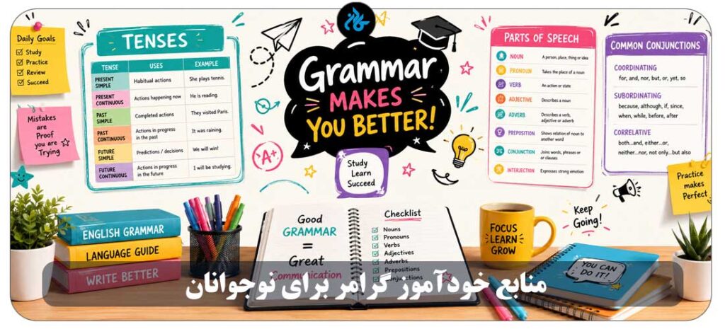 بخش دوم: منابع خودآموز گرامر برای نوجوانان (جذاب، پویا و بصری)